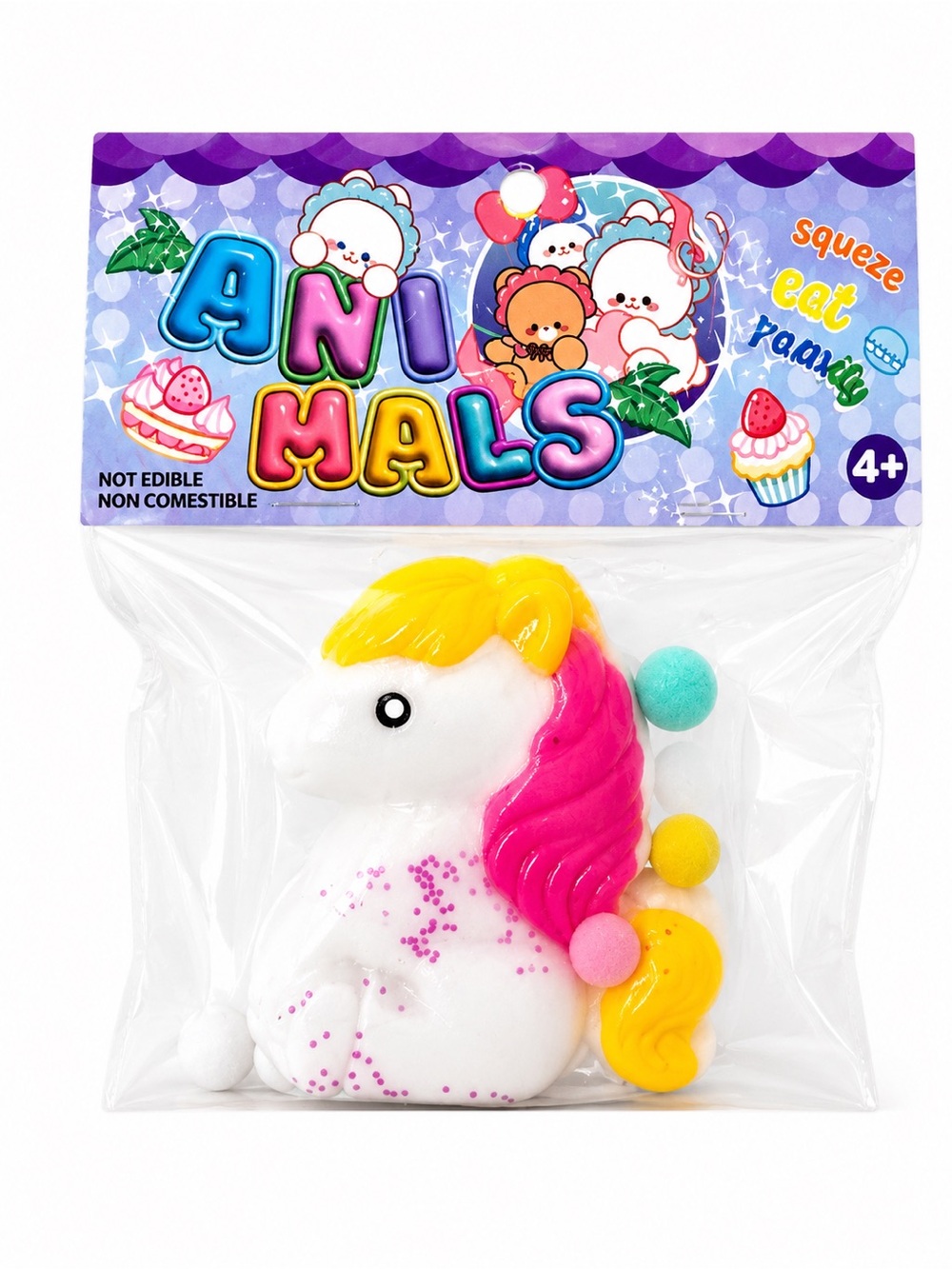 Taba squishy Animal Pastel Unicorn Squishy Toy - Blue, Pink & White - Picture 2 of 3